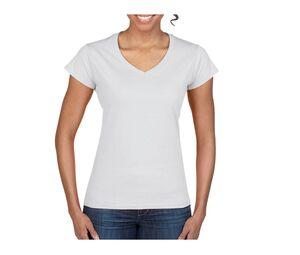 Gildan GN647 - Camisa De Senhora Com Gola Em V Softstyle Branco
