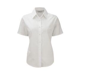 Russell Collection JZ33F - Camisa De Senhora De Manga Comprida - Easy Care Oxford Branco