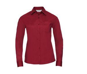 Russell Collection JZ34F - Blusa Popline de Manga Comprida Classic Red