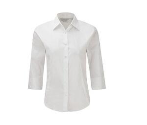Russell Collection JZ46F - Camisa De Senhora Com Mangas De 3/4 Branco