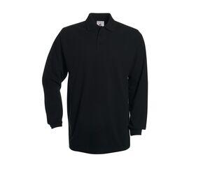 B&C BC445 - Camisa de pólo de manga comprida masculina 100% algodão Black