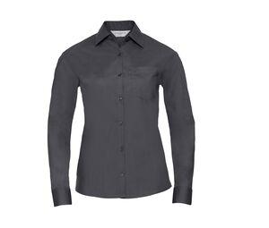 Russell Collection JZ34F - Blusa Popline de Manga Comprida Convoy Grey