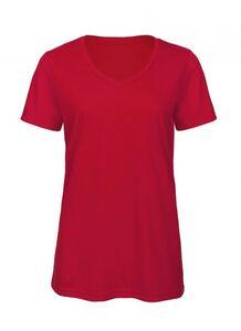 B&C BC058 - T-shirt feminina de decote em V Tri-Blend Red
