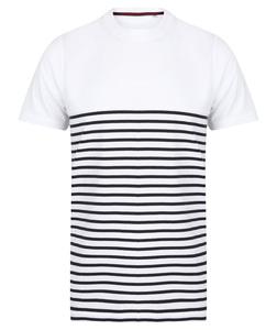 Front Row FR135 - T-shirt Breton de manga curta Branco / Marinho