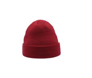Atlantis AT186 - Waffle Knit Beanie. Off Red