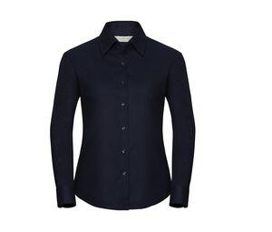 Russell Collection JZ32F - Camisa De Senhora De Manga Comprida - Easy Care Oxford Bright Navy