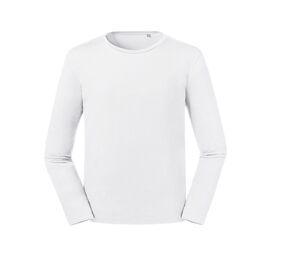 Russell RU100M - Camiseta de manga longa orgânica masculina Branco
