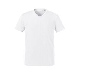 Russell RU103M - Camiseta de decote em V masculina Branco