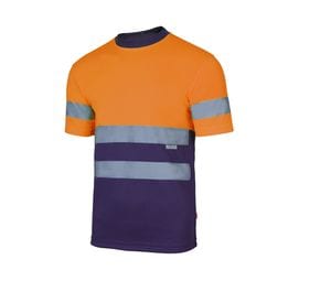 VELILLA V5506 - Camiseta técnica de alta visibilidade de dois tons Fluo Orange / Navy