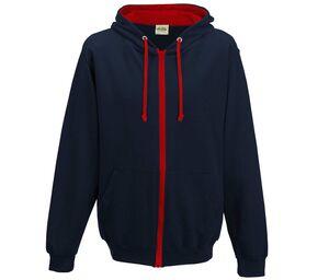 AWDIS JH053 - Hoodie de contraste French Navy/Fire Red