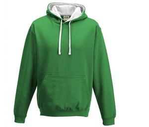 AWDIS JH003 - Moletom com capuz em contraste Kelly Green / Arctic White