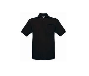 B&C BC415 - Camisa polo masculina com bolso Black