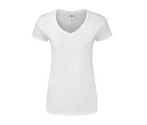Fruit of the Loom SC155 - Camiseta de decote em V feminino Branco