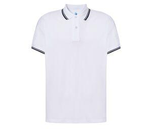 JHK JK205 - Camisa pólo masculina contrastante Branco / Marinho