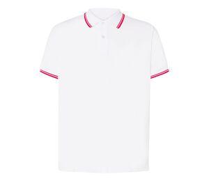 JHK JK205 - Camisa pólo masculina contrastante Branco / Vermelho