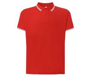 JHK JK205 - Camisa pólo masculina contrastante Red / White