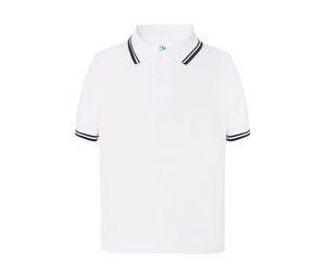 JHK JK205K - Camisa pólo infantil contrastante Branco / Marinho