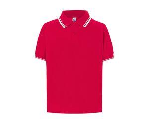 JHK JK205K - Camisa pólo infantil contrastante Red / White