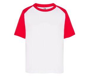 JHK JK153 - T-shirt de beisebol infantil Branco / Vermelho
