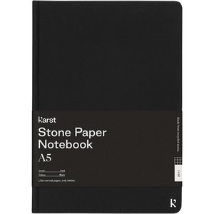 Karst® 107798 - Caderno de capa dura em papel de pedra A5 - quadriculado "Karst®" Solid Black