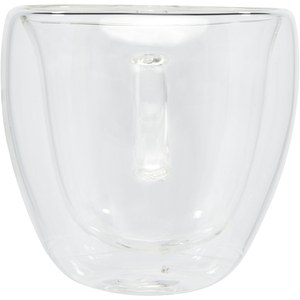 Seasons 113314 - Copo de vidro de parede dupla de 2 peças de 100 ml com base para copos de bambu "Manti"  Transparent