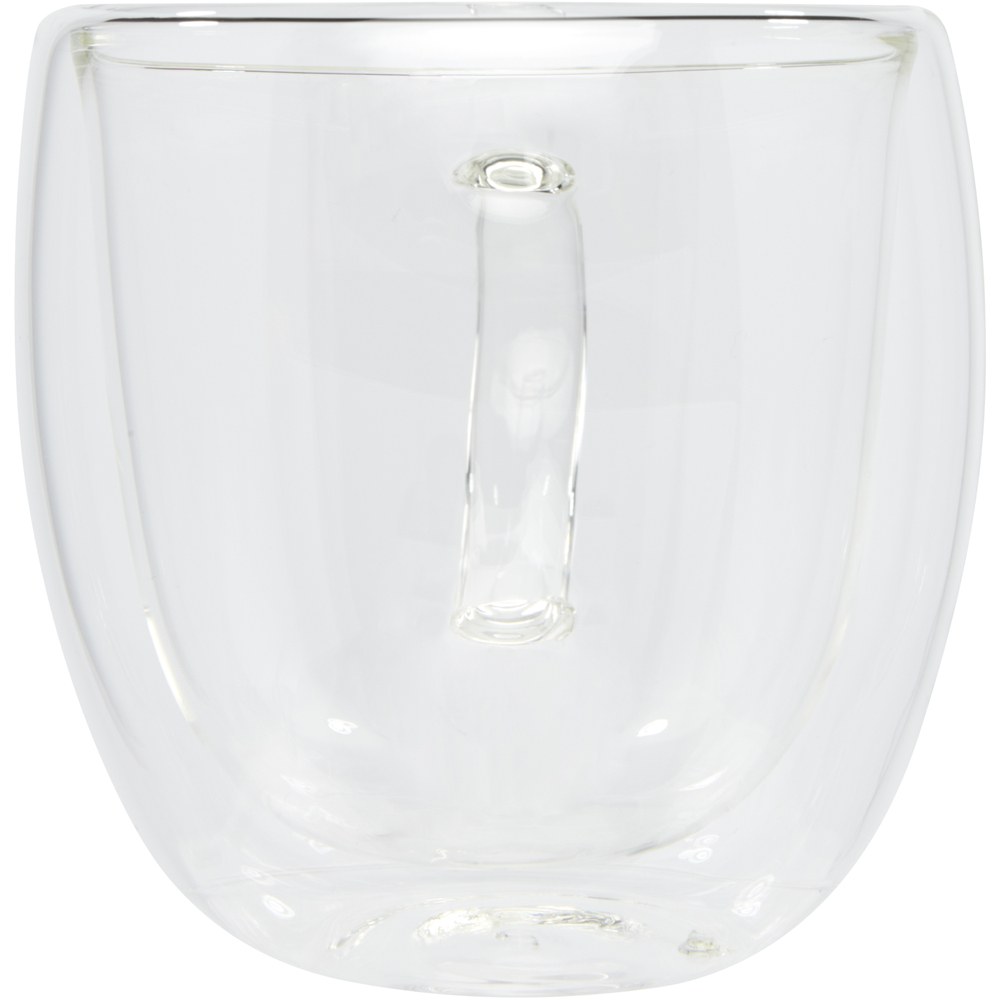 Seasons 113315 - Copo de vidro de parede dupla de 250 ml com base de cupos de bambu de 2 peças "Manti" 