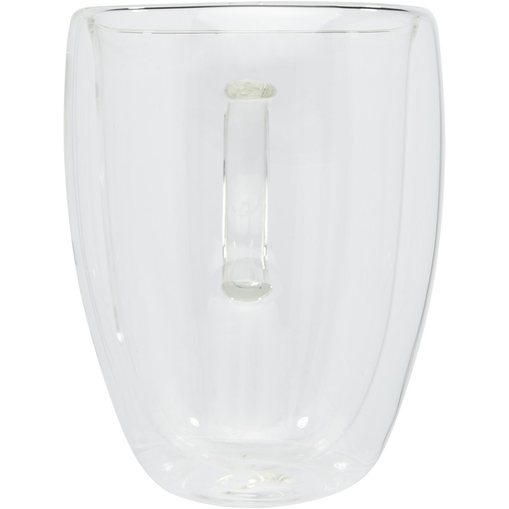 Seasons 113316 - Copo de vidro de parede dupla de 350 ml de 2 peças com base de copos de bambu "Manti" 