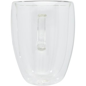 Seasons 113316 - Copo de vidro de parede dupla de 350 ml de 2 peças com base de copos de bambu "Manti"  Transparent