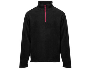 BLACK&MATCH BM505 - 1/4 zip fleece jacket Preto / Vermelho