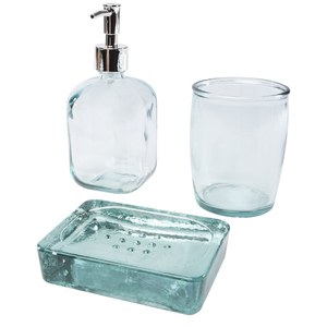 Authentic 126190 - Conjunto de 3 peças de vidro reciclado para casa de banho "Jabony"