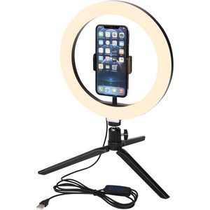 PF Concept 124248 - Anel de luz para selfies e vlogging com suporte para smartphone e tripé "Studio"