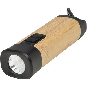 STAC 104570 - Lanterna de plástico reciclado de bamboo/RCS com mosquetão "Kuma"
